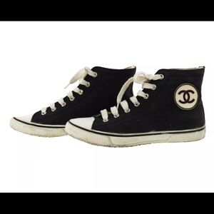 Chanel Black and White Sneakers Size 38.5